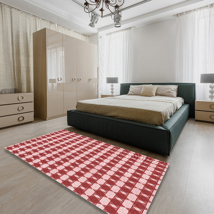 Patterned Red Rug in a Bedroom, pat1606rd