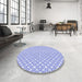 Round Patterned Lavender Blue Rug in a Office, pat1607blu