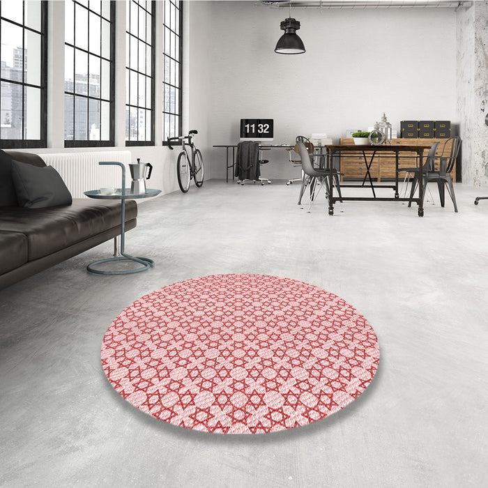 Round Patterned Red Rug in a Office, pat1607rd