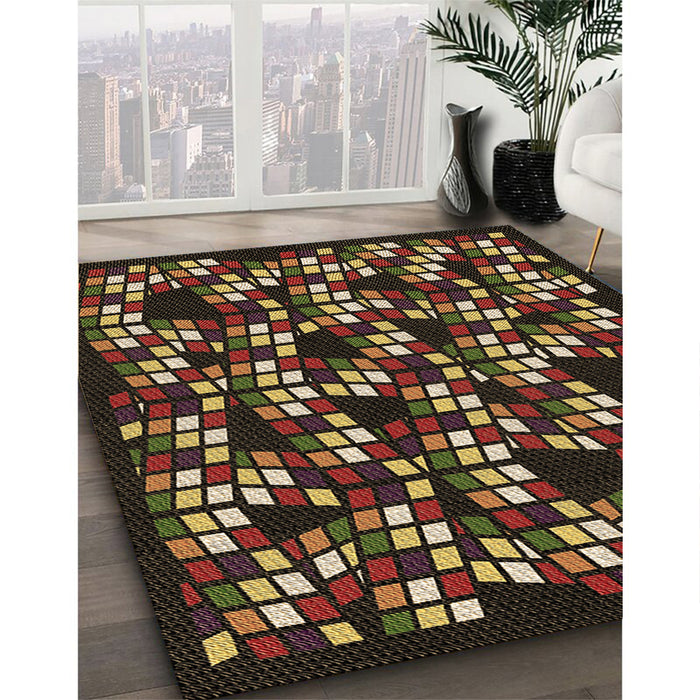 Machine Washable Transitional Night Red Rug in a Family Room, wshpat1608brn