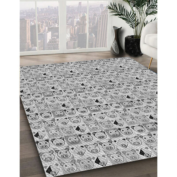Patterned Gray Rug in Family Room, pat1609gry