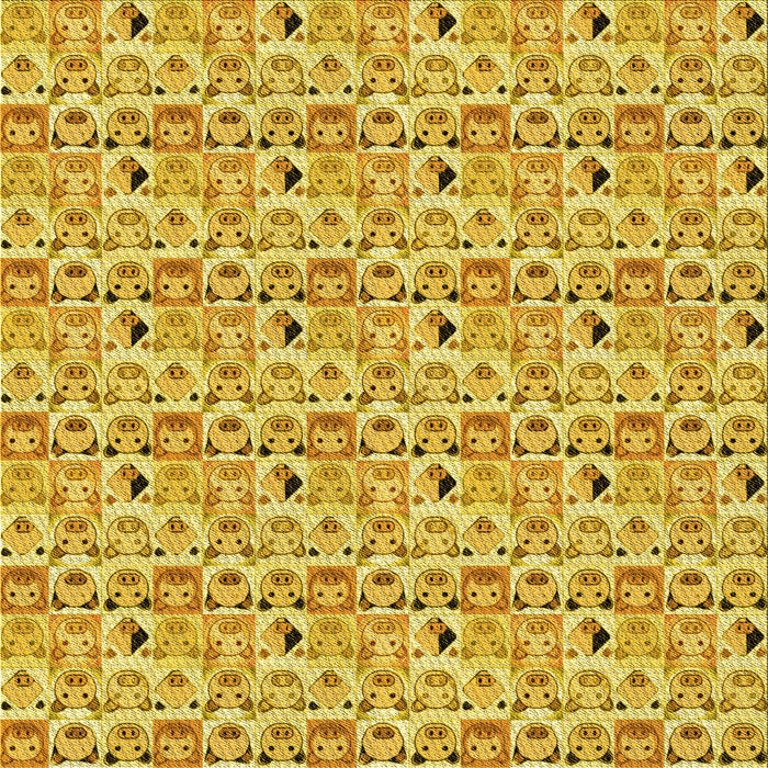 Round Patterned Bright Gold Yellow Rug, pat1609yw