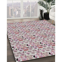 Patterned Mauve Taupe Purple Novelty Rug, pat1609