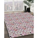 Patterned Mauve Taupe Purple Novelty Rug in Family Room, pat1609