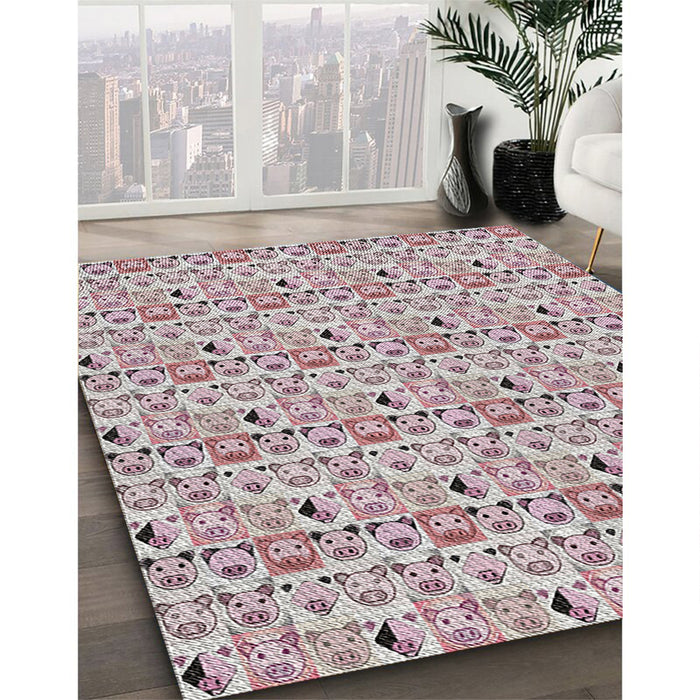 Machine Washable Transitional Mauve Taupe Purple Rug in a Family Room, wshpat1609