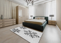 Patterned Off-White Novelty Rug in a Bedroom, pat160