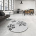 Round Patterned Off-White Novelty Rug in a Office, pat160