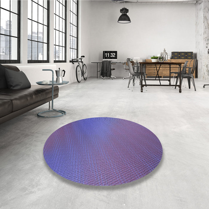 Round Patterned Amethyst Purple Rug in a Office, pat161blu
