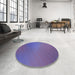 Round Patterned Amethyst Purple Rug in a Office, pat161blu