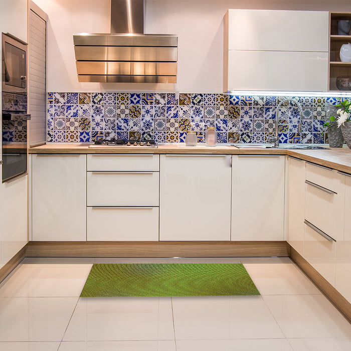 Patterned Oak Brown Rug in a Kitchen, pat161grn