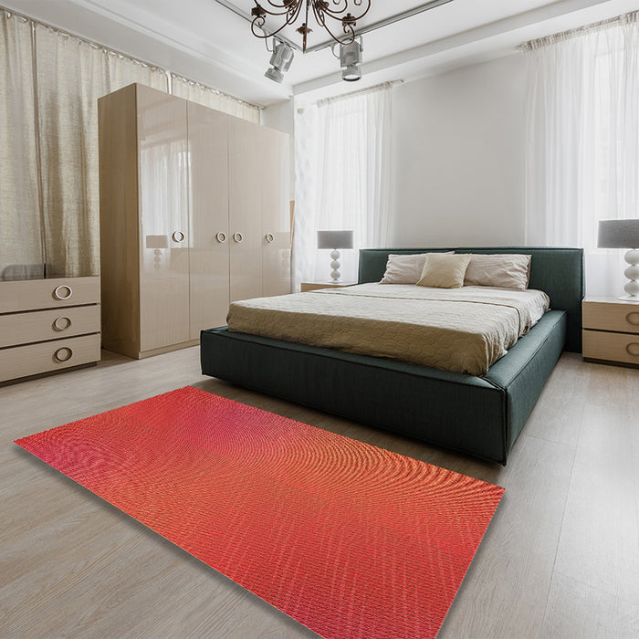 Patterned Red Rug in a Bedroom, pat161org