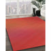 Patterned Red Rug in Family Room, pat161org