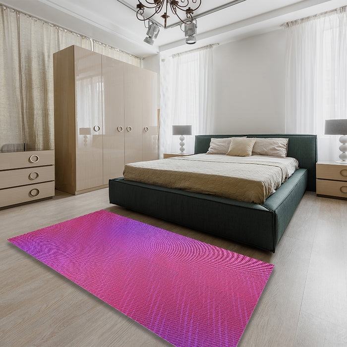 Patterned Deep Pink Rug in a Bedroom, pat161pur