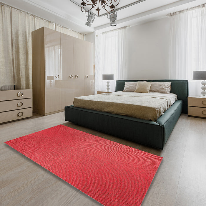 Patterned Red Rug in a Bedroom, pat161rd