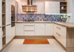 Patterned Neon Orange Rug in a Kitchen, pat161yw