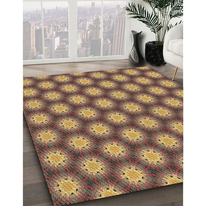 Patterned Golden Gold Rug in Family Room, pat1610brn