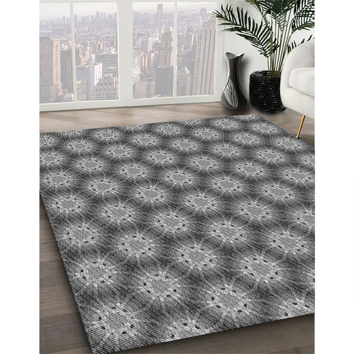 Patterned Gray Rug in Family Room, pat1610gry