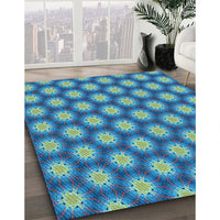 Patterned Medium Turquoise Green Rug, pat1610lblu