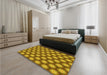 Patterned Yellow Rug in a Bedroom, pat1610yw