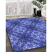 Patterned Sky Blue Rug in Family Room, pat1611blu