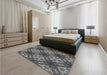 Patterned Gunmetal Gray Rug in a Bedroom, pat1611gry