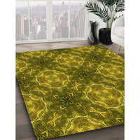 Patterned Dark Bronze Brown Rug, pat1611yw