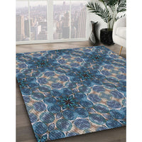 Patterned Dark Blue Grey Blue Novelty Rug, pat1611