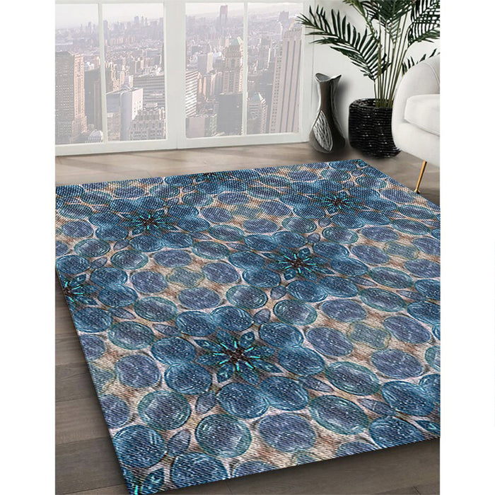 Machine Washable Transitional Dark Blue Grey Blue Rug in a Family Room, wshpat1611
