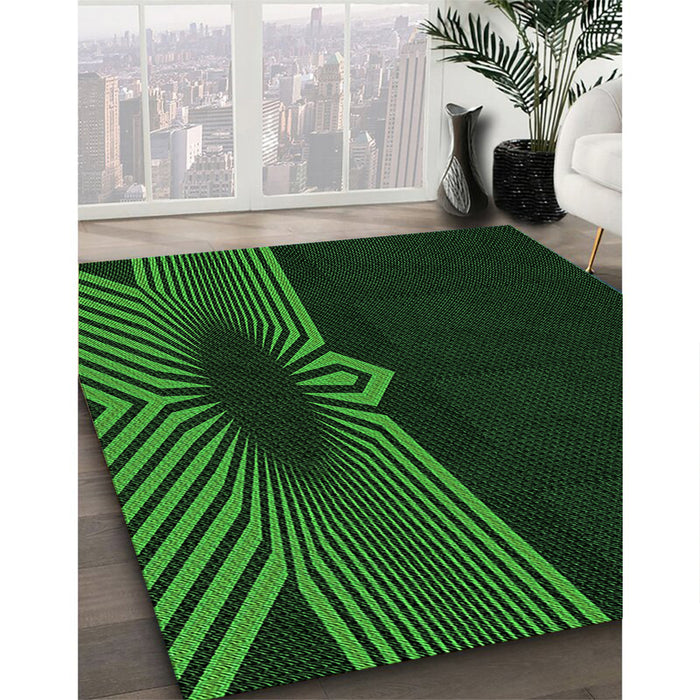 Patterned Green Rug in Family Room, pat1612grn