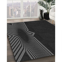 Patterned Black Rug, pat1612gry