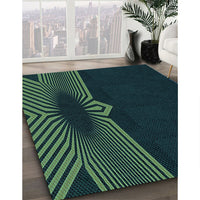 Patterned Black Rug, pat1612lblu