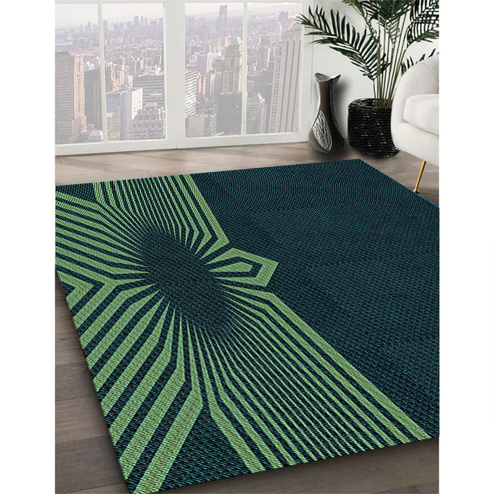 Machine Washable Transitional Black Rug in a Family Room, wshpat1612lblu