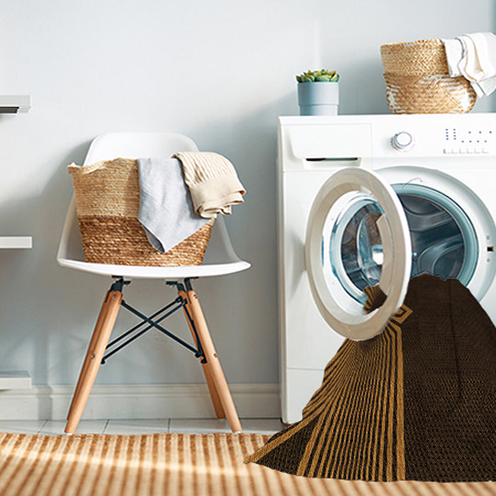 Machine Washable Transitional Saddle Brown Rug in a Washing Machine, wshpat1612org
