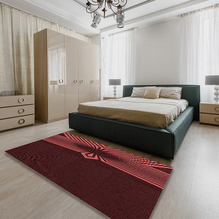Patterned Chocolate Brown Rug in a Bedroom, pat1612rd