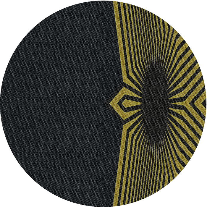 Sideview of Patterned Black Novelty Rug, pat1612