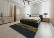 Patterned Black Novelty Rug in a Bedroom, pat1612