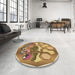 Round Patterned Light Brown Rug in a Office, pat1613brn