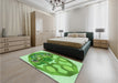 Patterned Dark Lime Green Rug in a Bedroom, pat1613grn