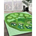 Patterned Dark Lime Green Rug in Family Room, pat1613grn