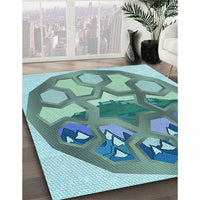 Patterned Tiffany Blue Rug, pat1613lblu