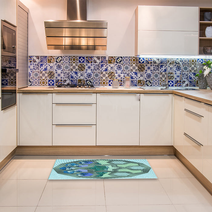 Patterned Tiffany Blue Rug in a Kitchen, pat1613lblu