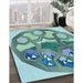 Patterned Tiffany Blue Rug in Family Room, pat1613lblu