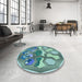 Round Patterned Tiffany Blue Rug in a Office, pat1613lblu