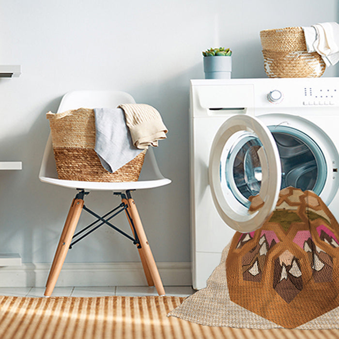 Machine Washable Transitional Mahogany Brown Rug in a Washing Machine, wshpat1613org