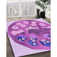 Patterned Pastel Purple Pink Rug, pat1613pur
