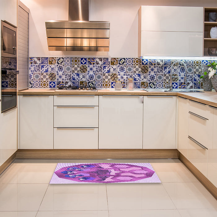 Patterned Pastel Purple Pink Rug in a Kitchen, pat1613pur