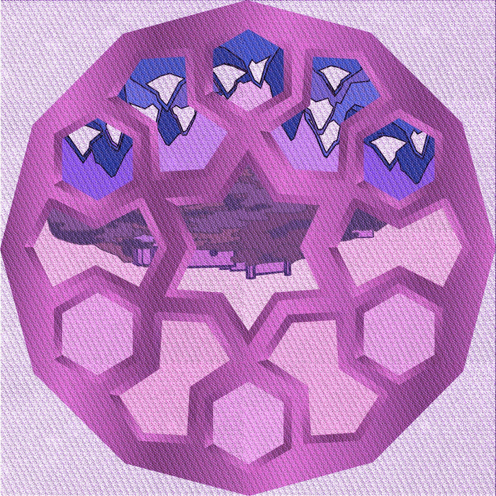 Round Patterned Pastel Purple Pink Rug, pat1613pur