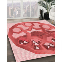 Patterned Pastel Pink Rug, pat1613rd