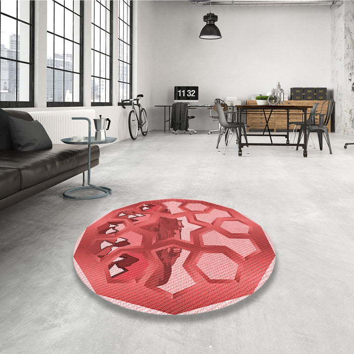 Round Patterned Pastel Pink Rug in a Office, pat1613rd