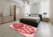 Round Machine Washable Transitional Pastel Pink Rug in a Office, wshpat1613rd